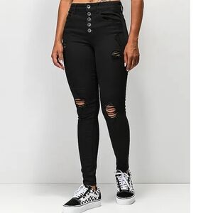 Empyre Black High Rise Distresses Skinny Jeans